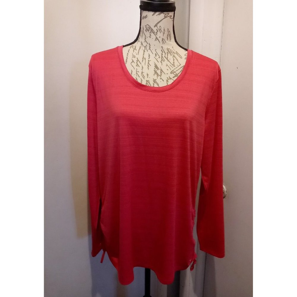 Danskin Now Long Sleeved Athletic Pink Posey Shirt Women's XXL Ruched Side